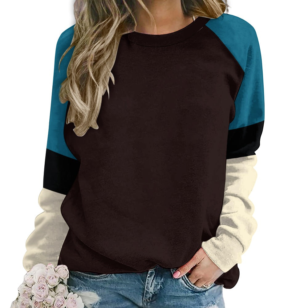 Vampire Art Retro Sixties Black Blue & Cream Stripy Raglan Round Neck Sweater