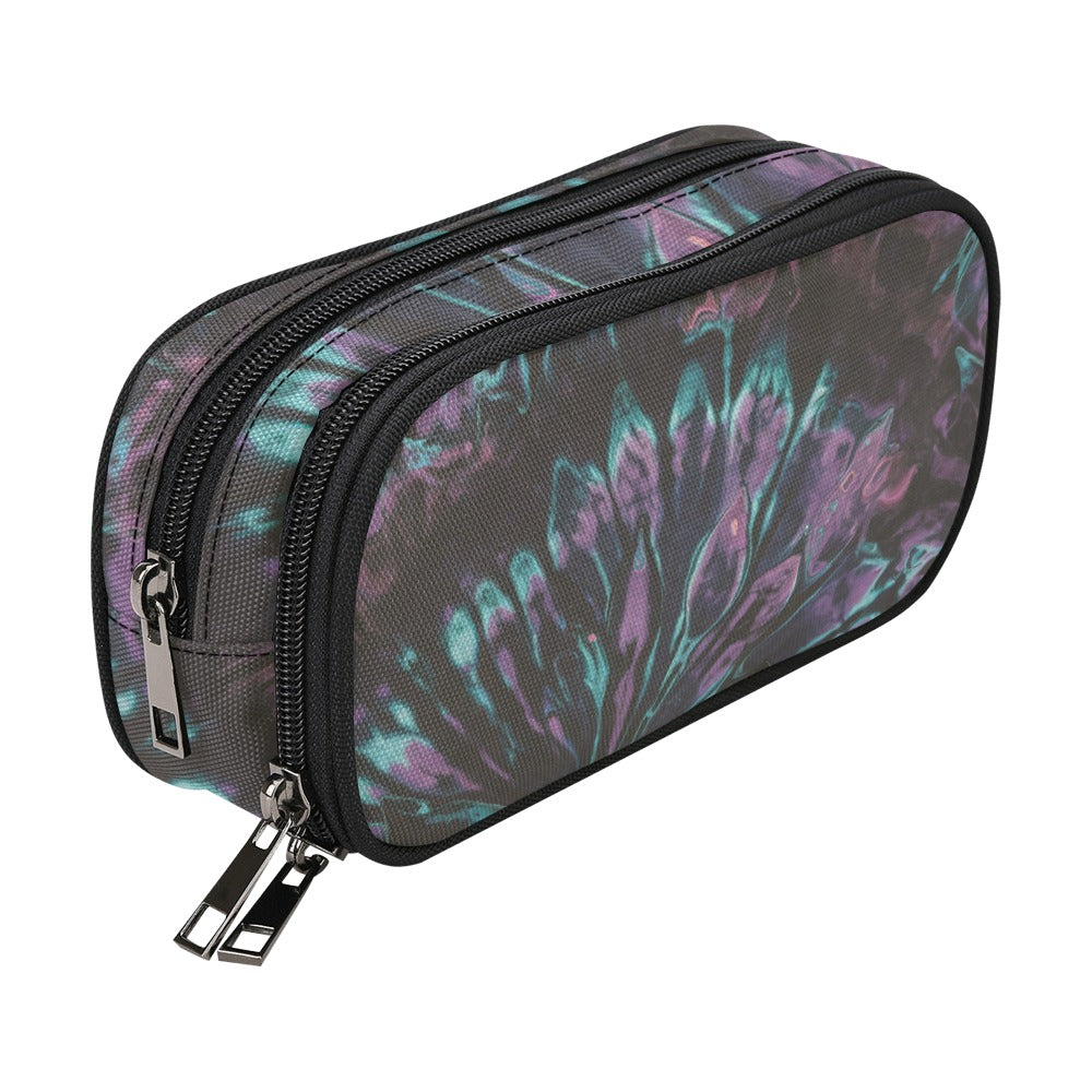 Vampire Art Studio Caddy: Deluxe Pencil Pouch - Black and Purple Boho Tie Dye