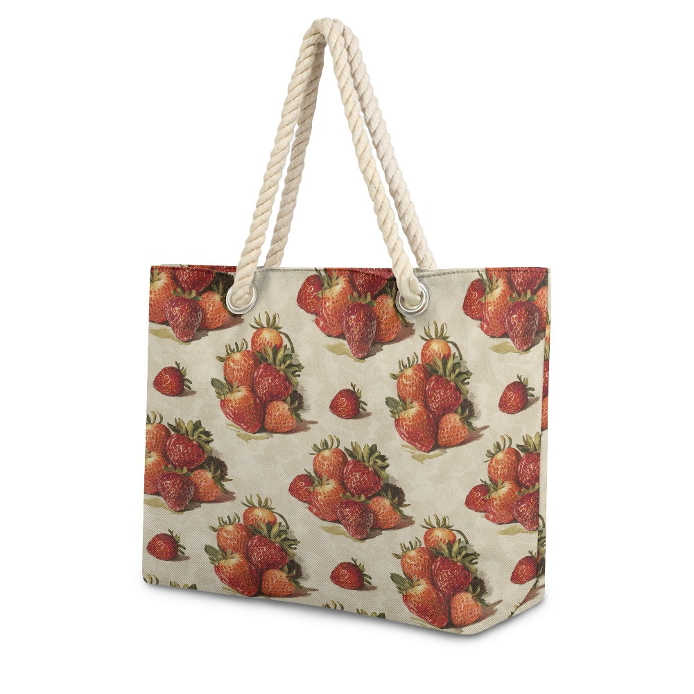 Vampire Art Retro Cottagecore Beach Bag - 1950s Strawberries