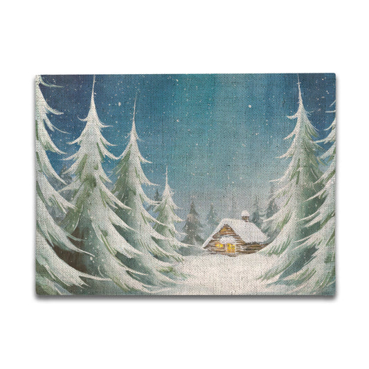 Vampire Art Retro Christmas Linen Placemat Mid Century 60s Vintage Traditional Eco-FriendlyTable Mat - Hut in the Snow