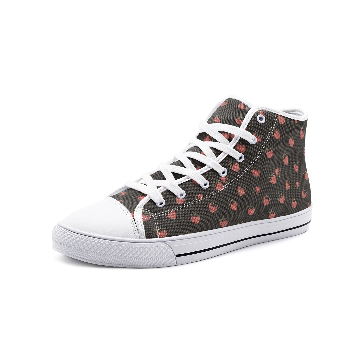 Vampire Art Whimsigoth Unisex High Top Canvas Shoes - Strawberries - Available in Black or White