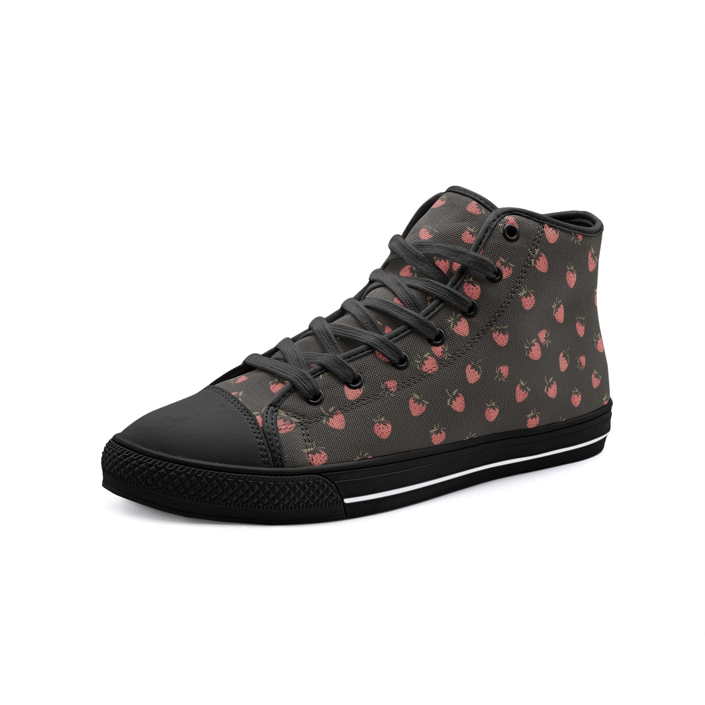 Vampire Art Whimsigoth Unisex High Top Canvas Shoes - Strawberries - Available in Black or White