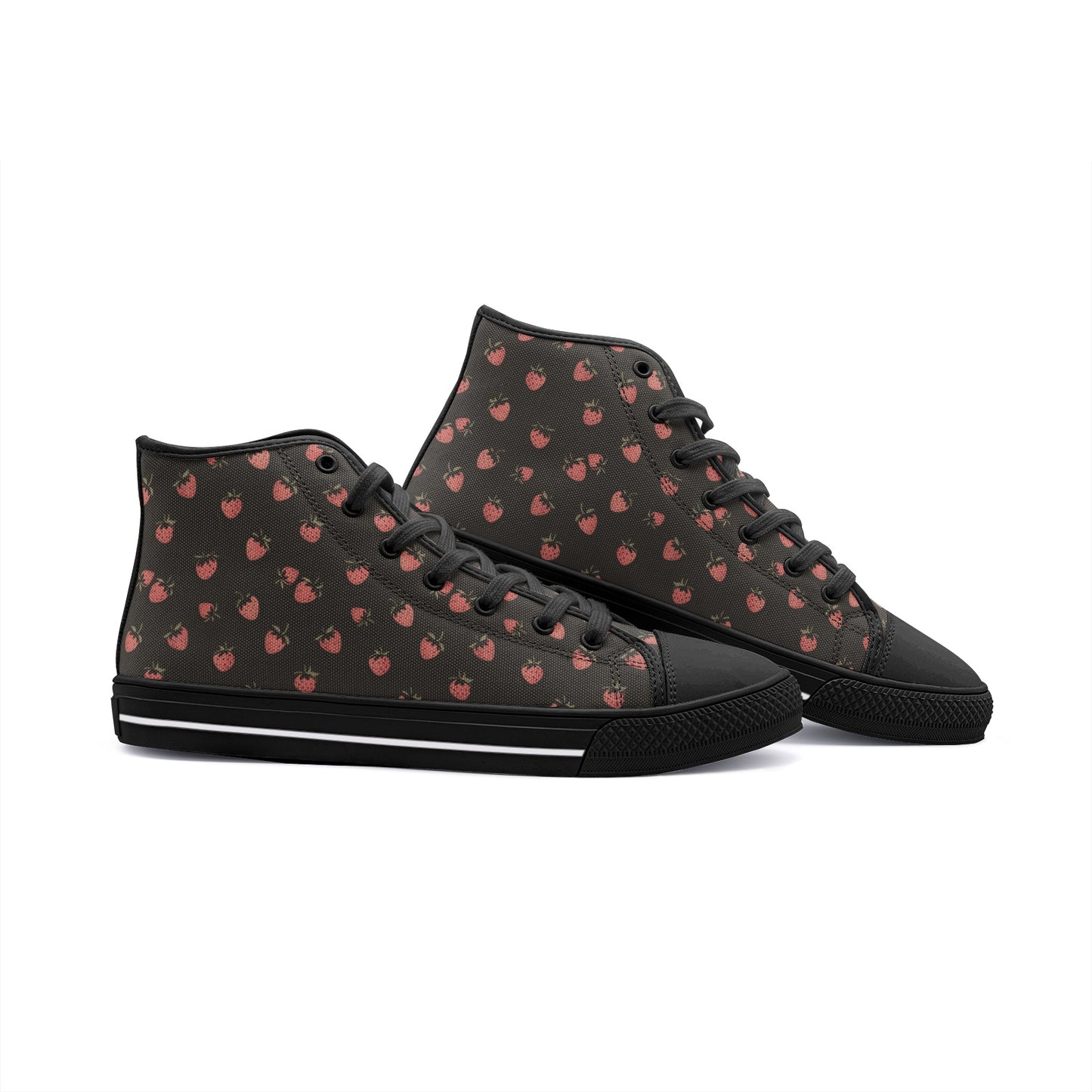 Vampire Art Whimsigoth Unisex High Top Canvas Shoes - Strawberries - Available in Black or White