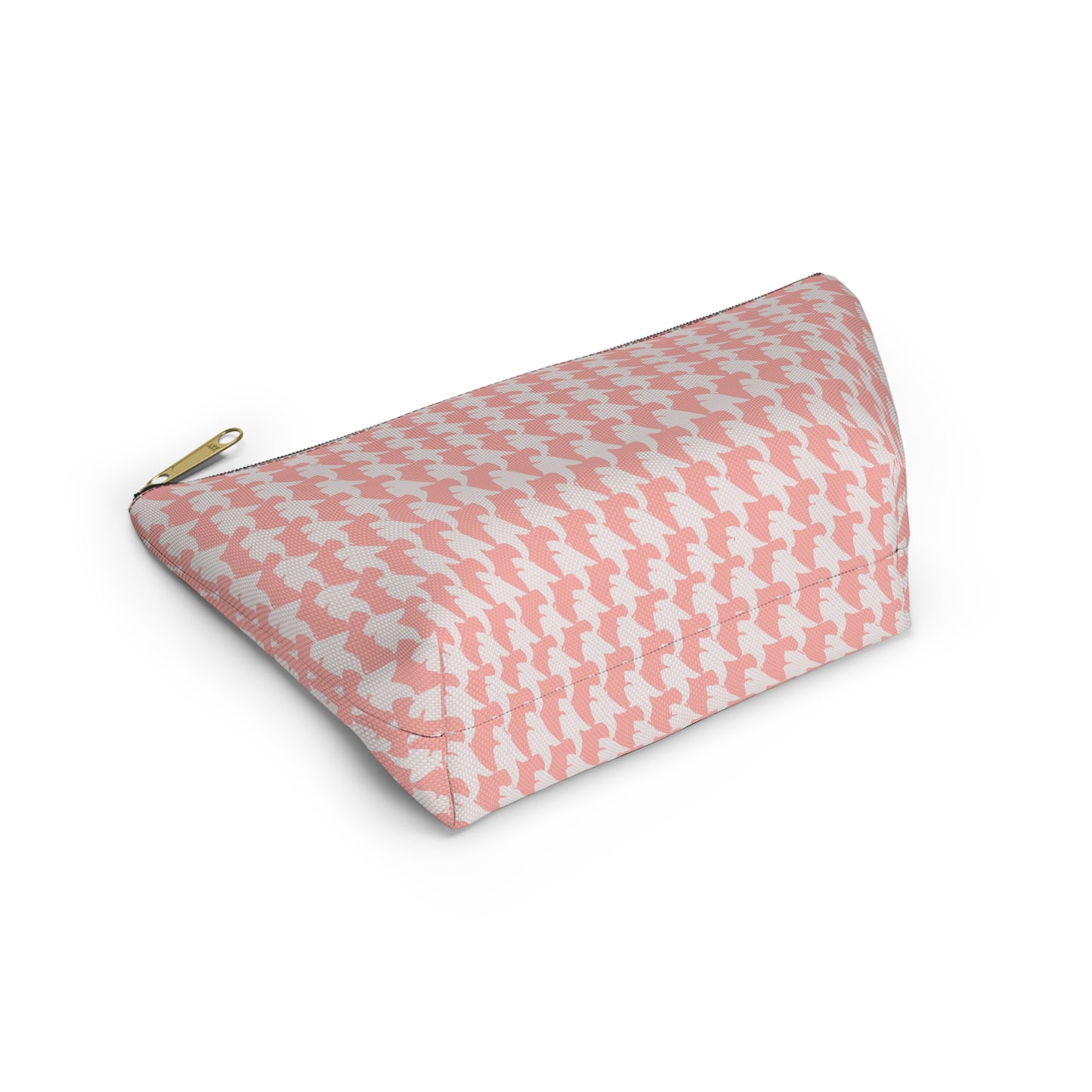 Vampire Art Preppy Grunge Houndstooth Sixties Pattern in Coral Pink and White Pencil Case Accessory Pouch w T-bottom