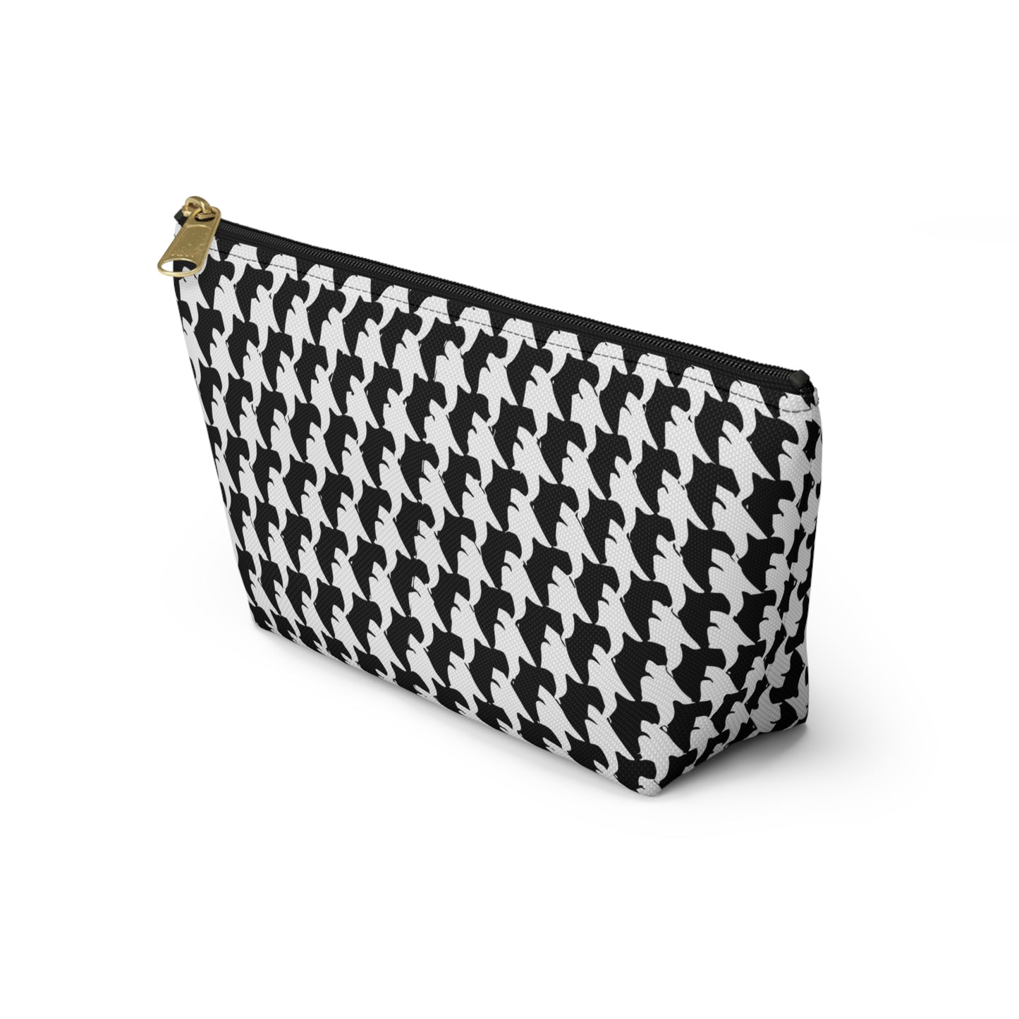 Vampire Art Preppy Grunge Houndstooth Sixties Pattern in Black and White Pencil Case Accessory Pouch w T-bottom