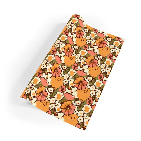 Vampire Art Retro Luxe Eco-Friendly Gift Wrapping Paper Roll (1 pc) - Sixties Boho Flowers - Made in the UK