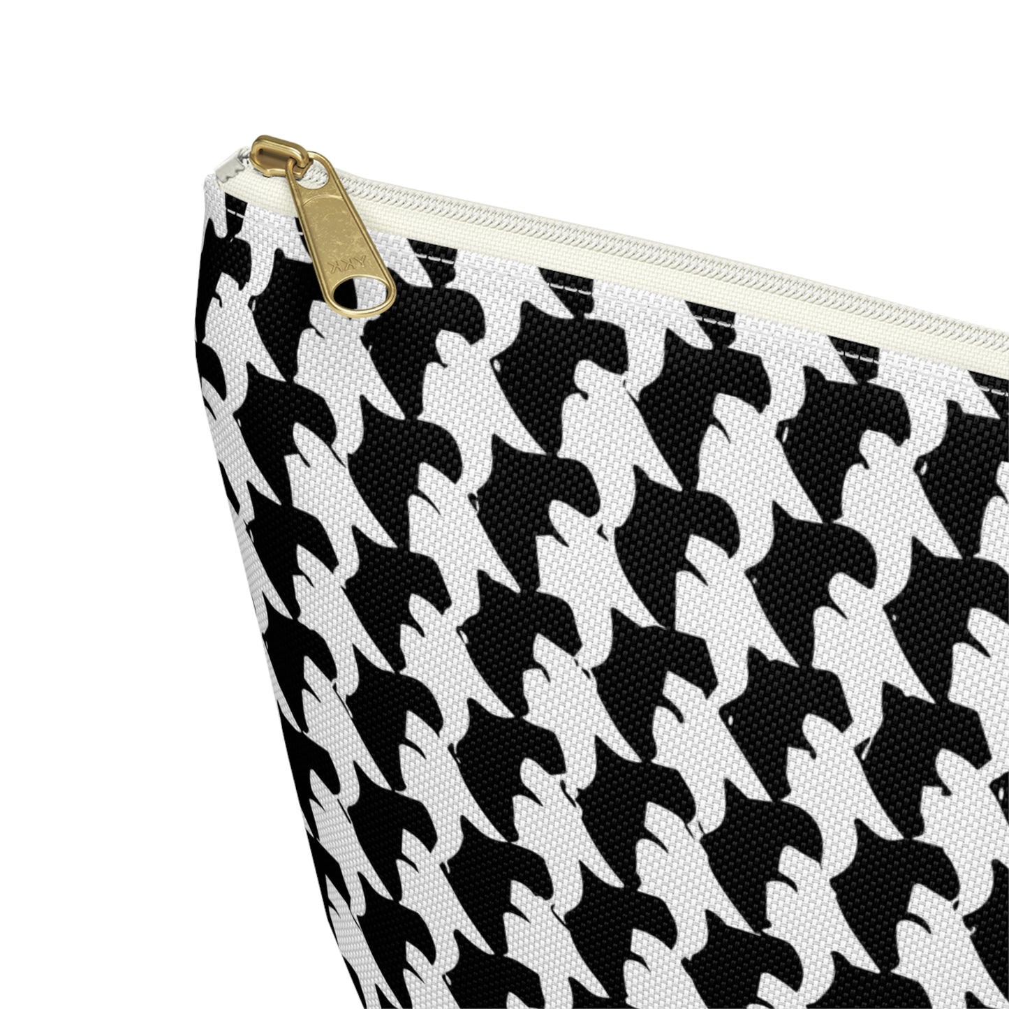 Vampire Art Preppy Grunge Houndstooth Sixties Pattern in Black and White Pencil Case Accessory Pouch w T-bottom