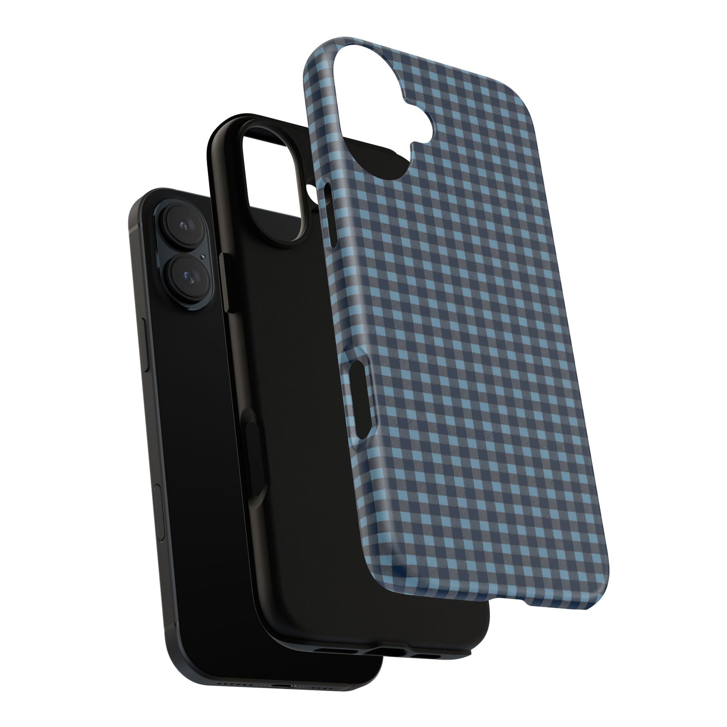 Vampire Art Vintage and Edgy iPhone 16 Tough Case - Black and Blue Chequered