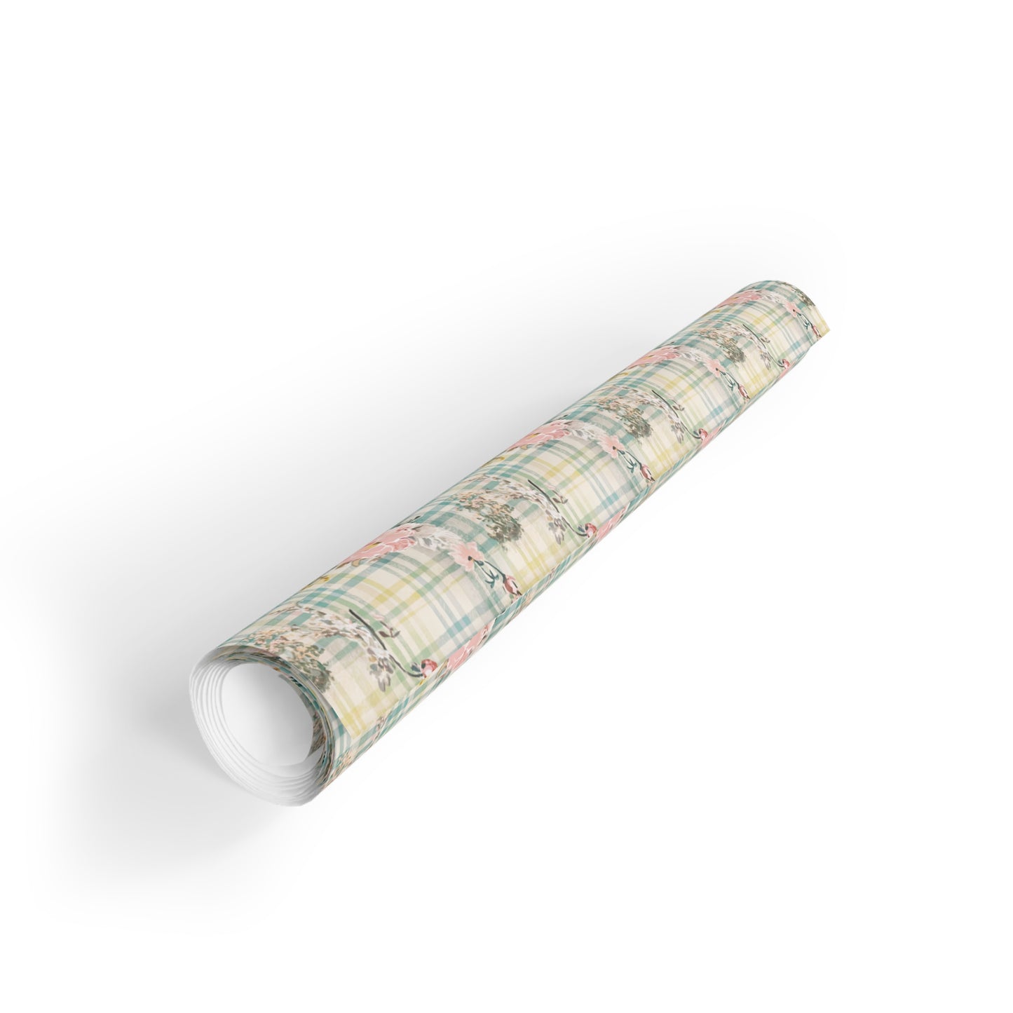 Vampire Art Retro Luxe Eco-Friendly Gift Wrapping Paper Roll (1 pc) - Aged Pastel Floral Gingham - Made in the UK