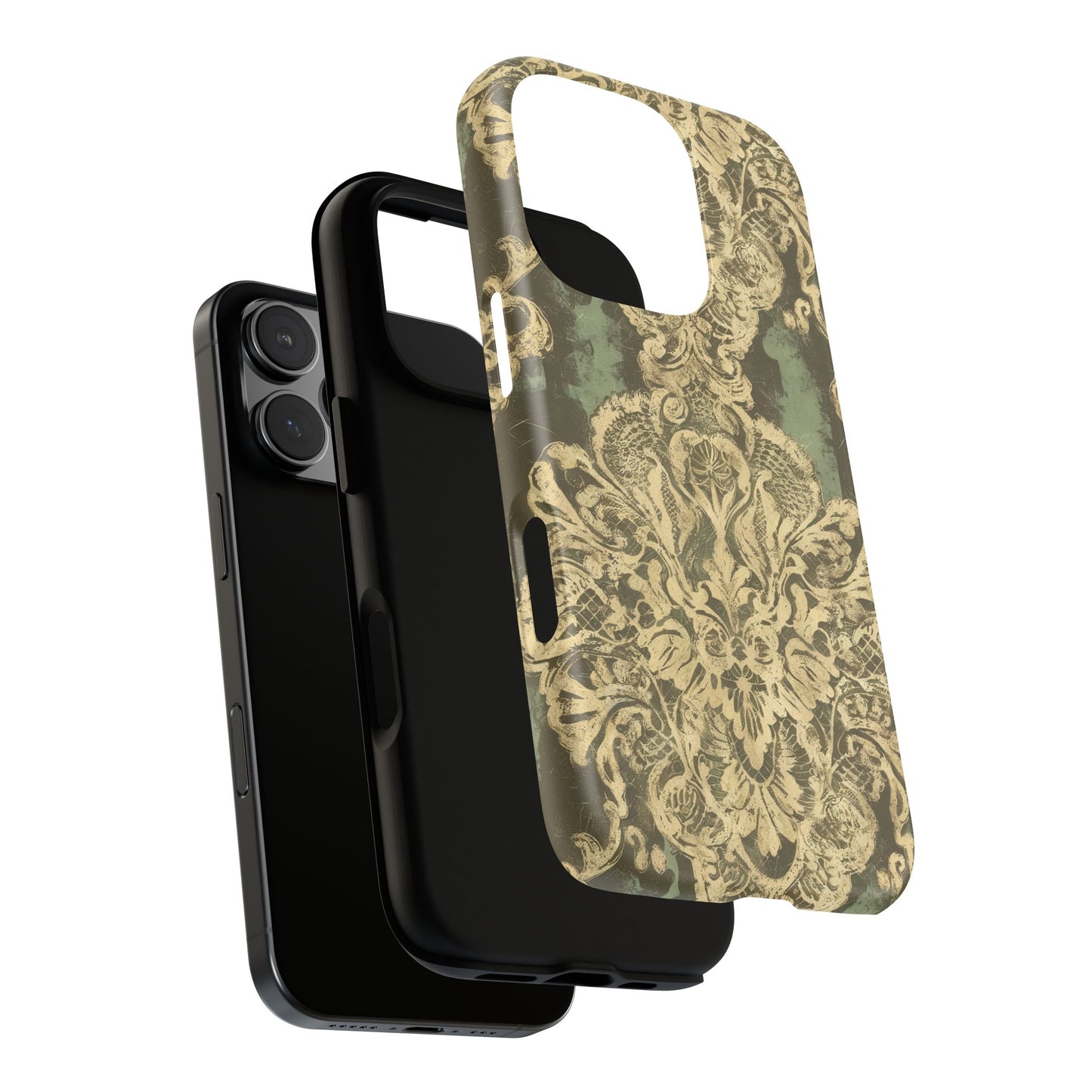 Vampire Art Vintage and Edgy iPhone 16 Tough Case - Grunge Brocade