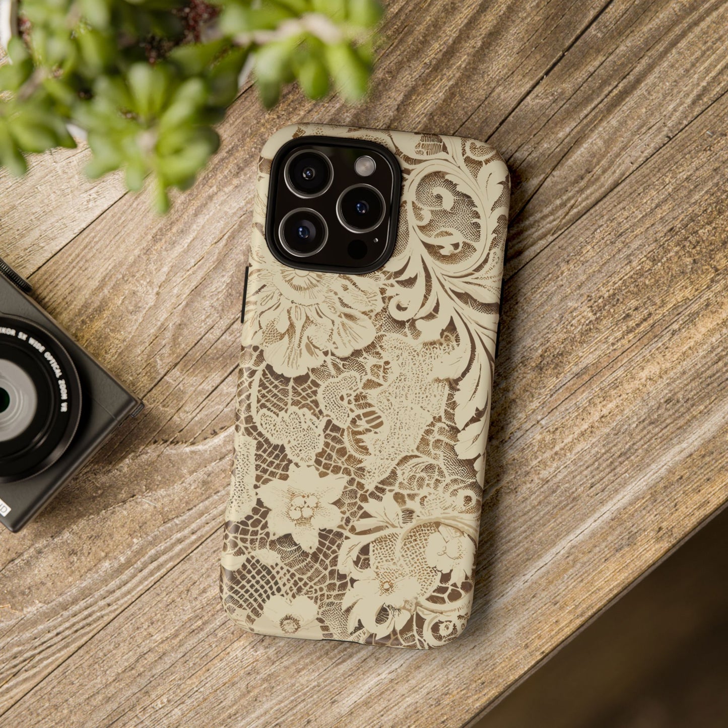 Vampire Art Vintage and Edgy iPhone 16 Tough Case - Cream Victorian Lace