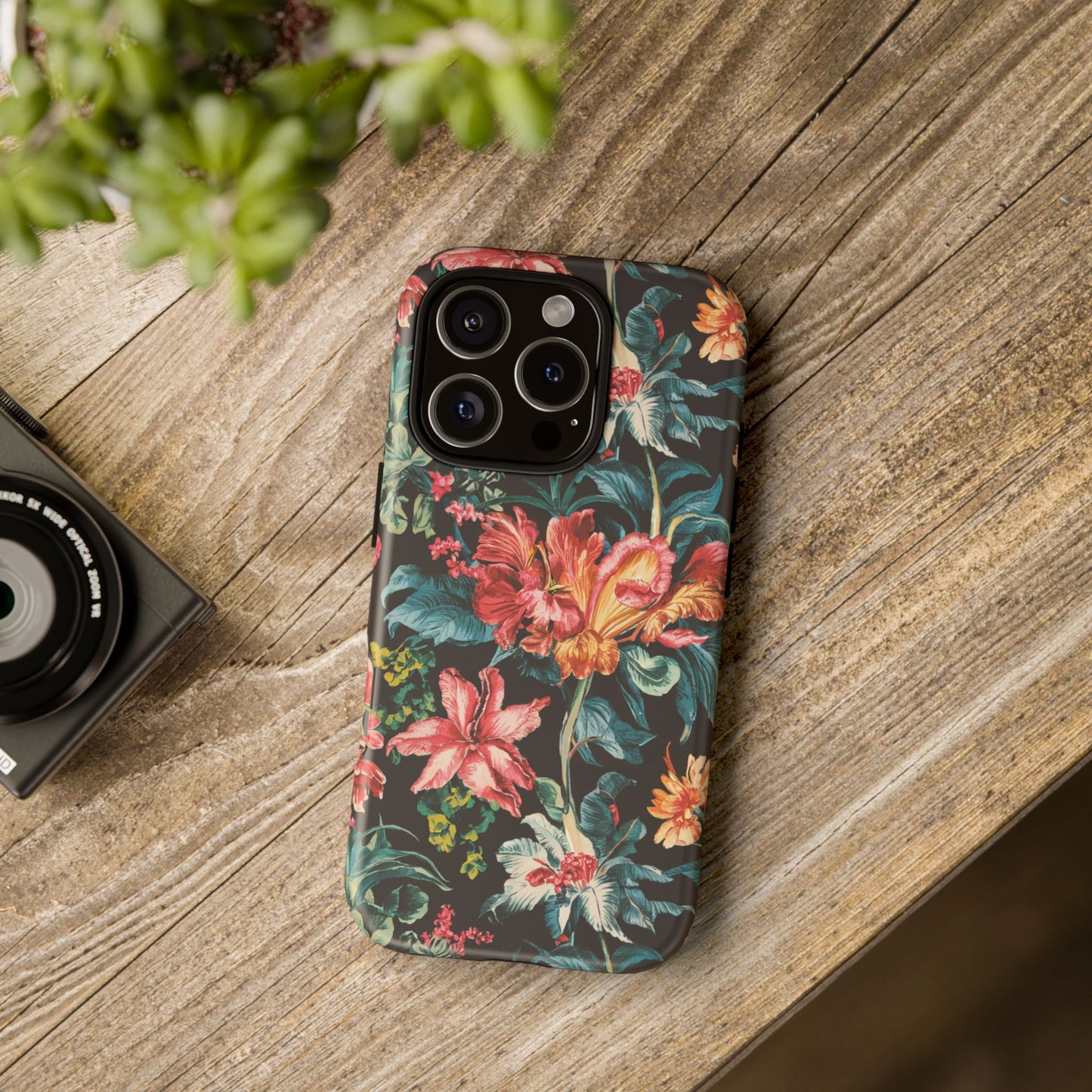 Vampire Art Vintage and Edgy iPhone 16 Tough Case - Retro Surfy Florals