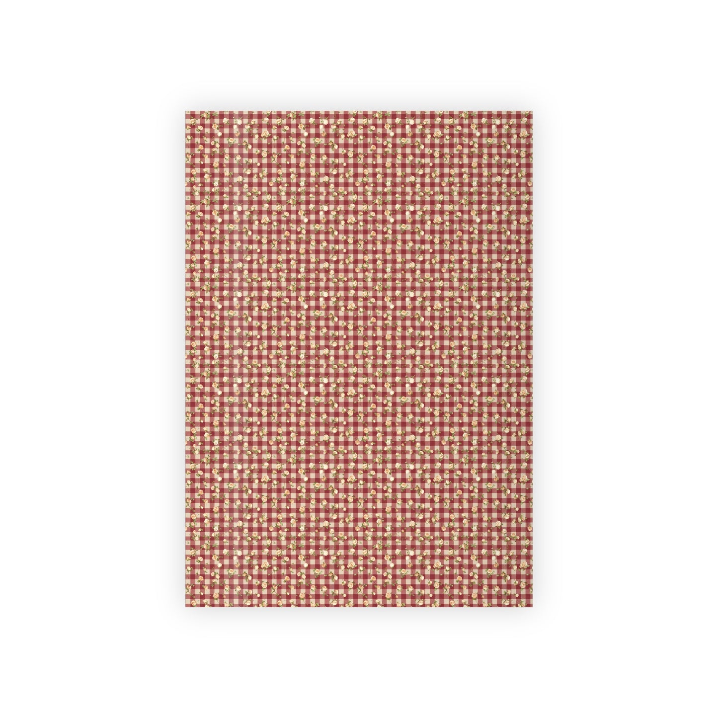 Vampire Art Retro Luxe Eco-Friendly Gift Wrapping Paper Roll (1 pc) - Cottagecore Red Floral Gingham - Made in the UK