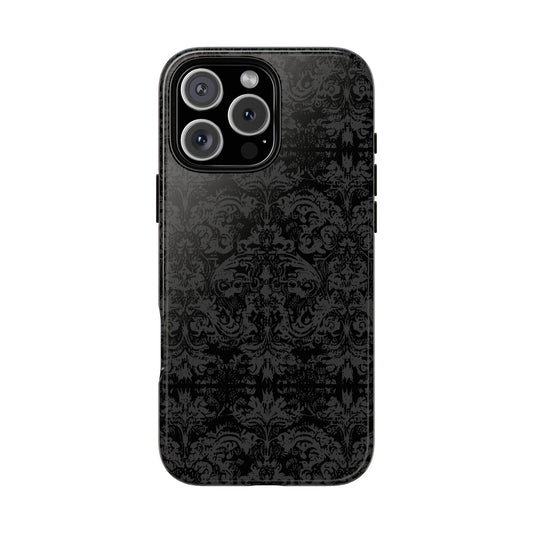 Vampire Art Vintage and Edgy iPhone 16 Tough Case - Grunge Goth Black Damask