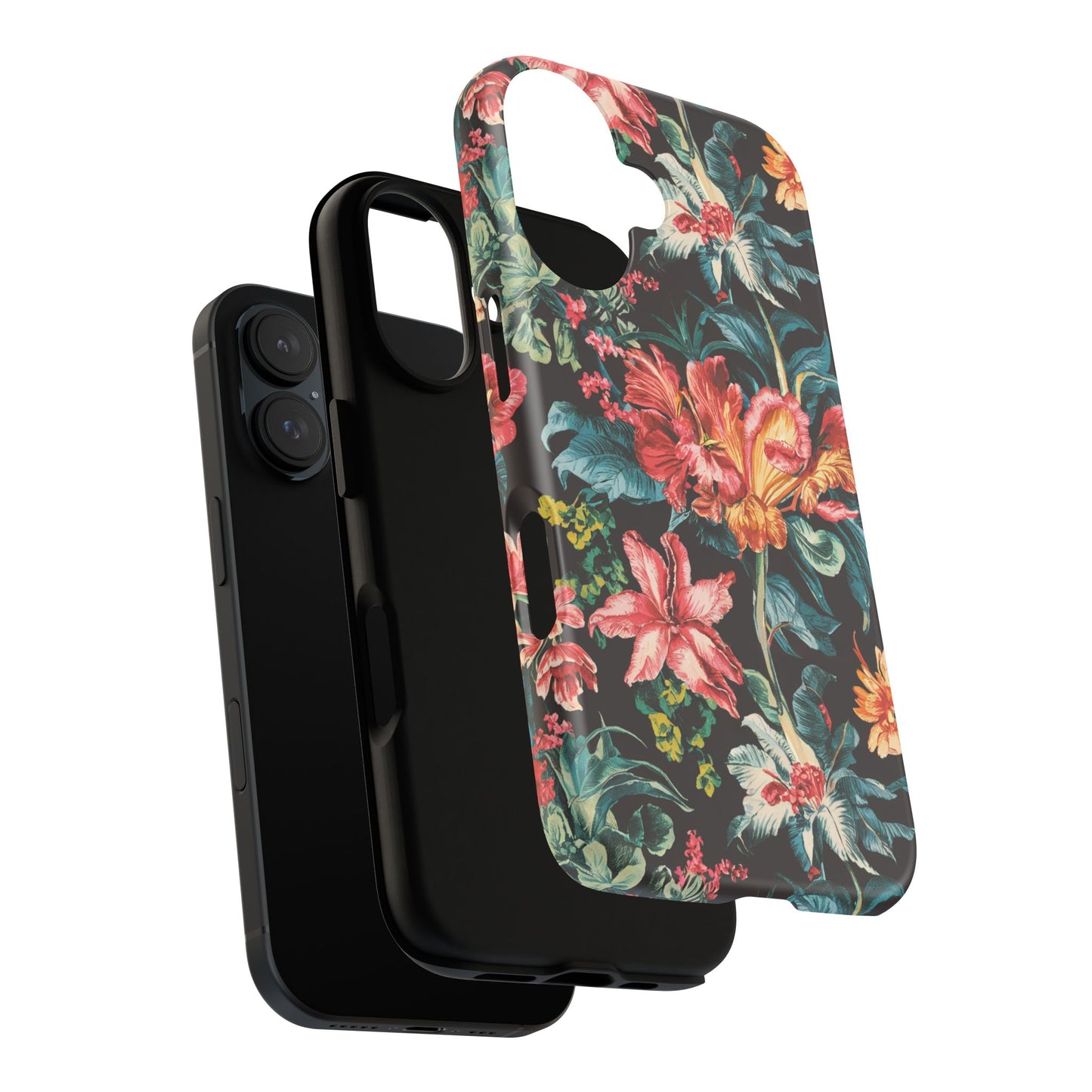 Vampire Art Vintage and Edgy iPhone 16 Tough Case - Retro Surfy Florals