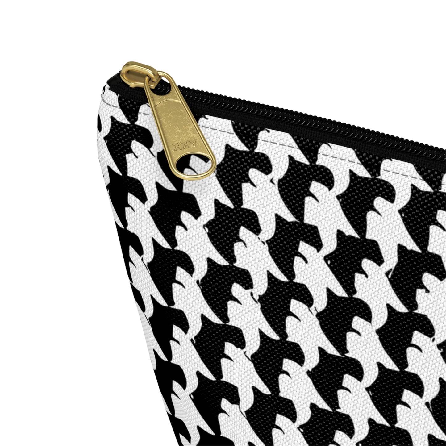 Vampire Art Preppy Grunge Houndstooth Sixties Pattern in Black and White Pencil Case Accessory Pouch w T-bottom