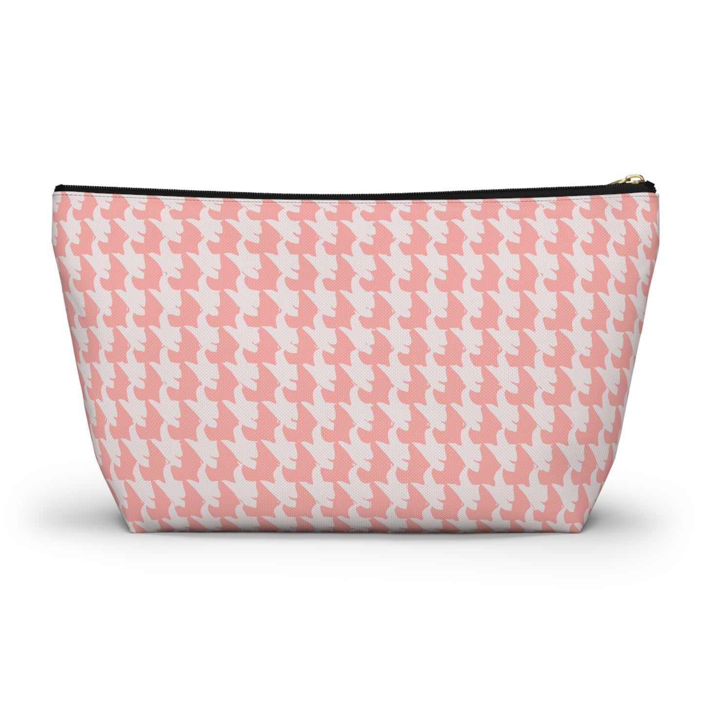 Vampire Art Preppy Grunge Houndstooth Sixties Pattern in Coral Pink and White Pencil Case Accessory Pouch w T-bottom