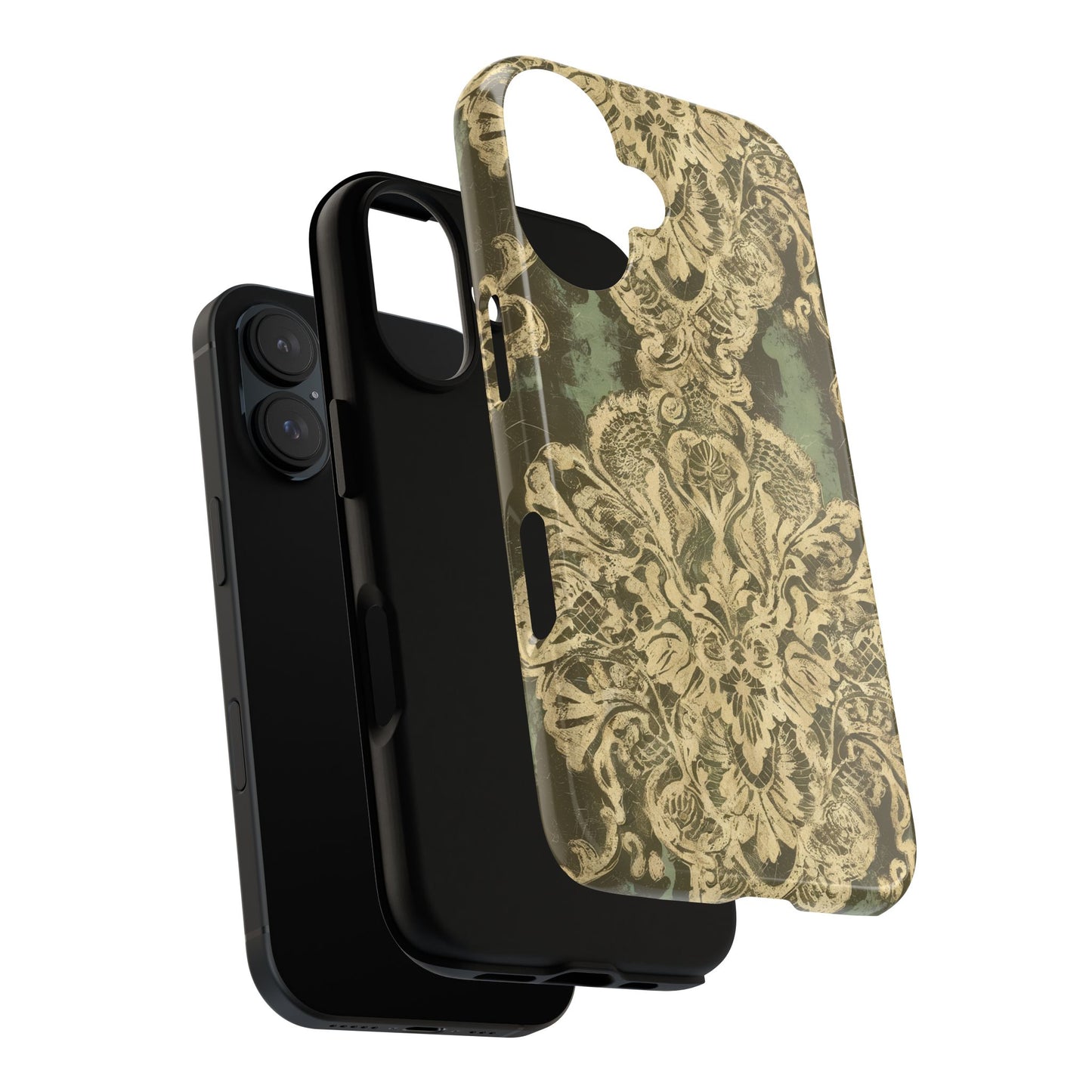 Vampire Art Vintage and Edgy iPhone 16 Tough Case - Grunge Brocade