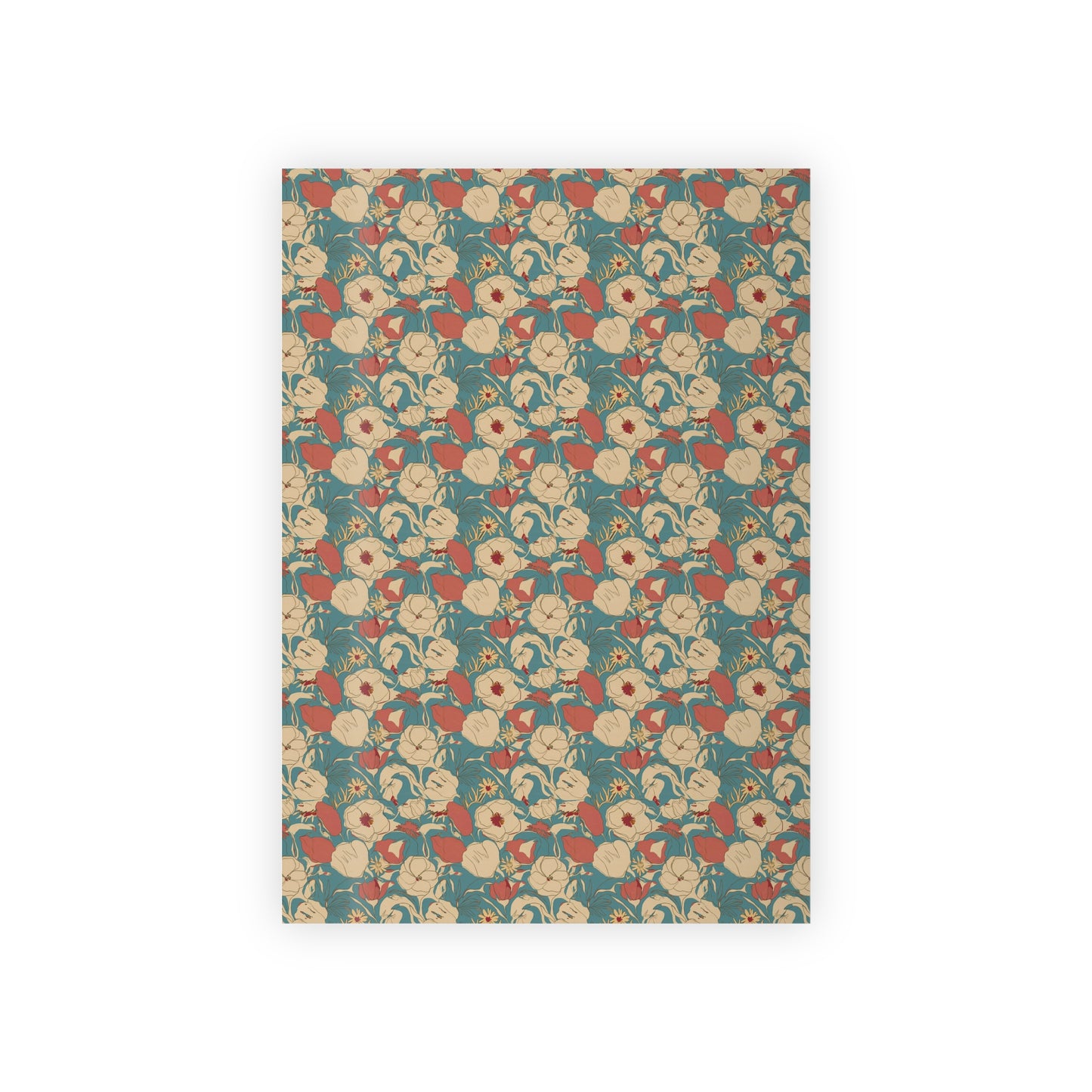 Vampire Art Retro Luxe Eco-Friendly Gift Wrapping Paper Roll (1 pc) - Aged Sixties Florals in Blue - Made in the UK