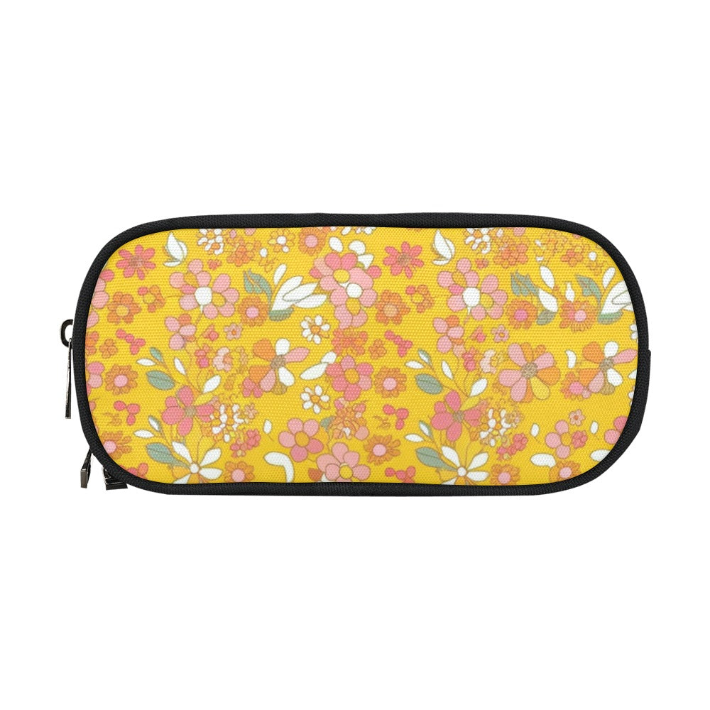 Vampire Art Studio Caddy: Deluxe Pencil Pouch - Hippie Boho Florals in Yellow