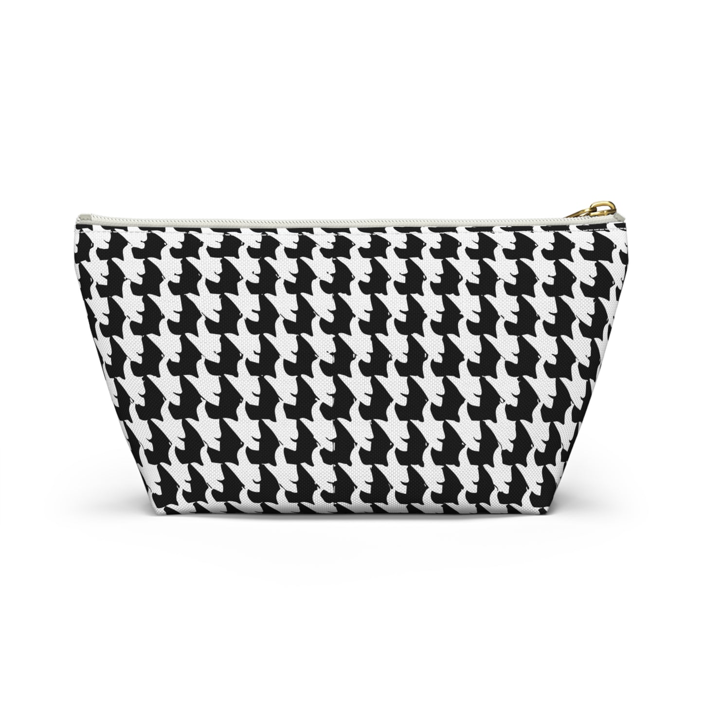 Vampire Art Preppy Grunge Houndstooth Sixties Pattern in Black and White Pencil Case Accessory Pouch w T-bottom