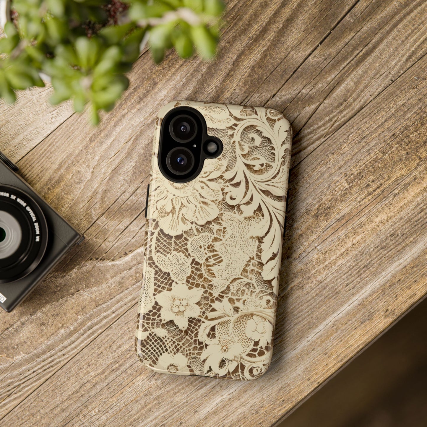 Vampire Art Vintage and Edgy iPhone 16 Tough Case - Cream Victorian Lace