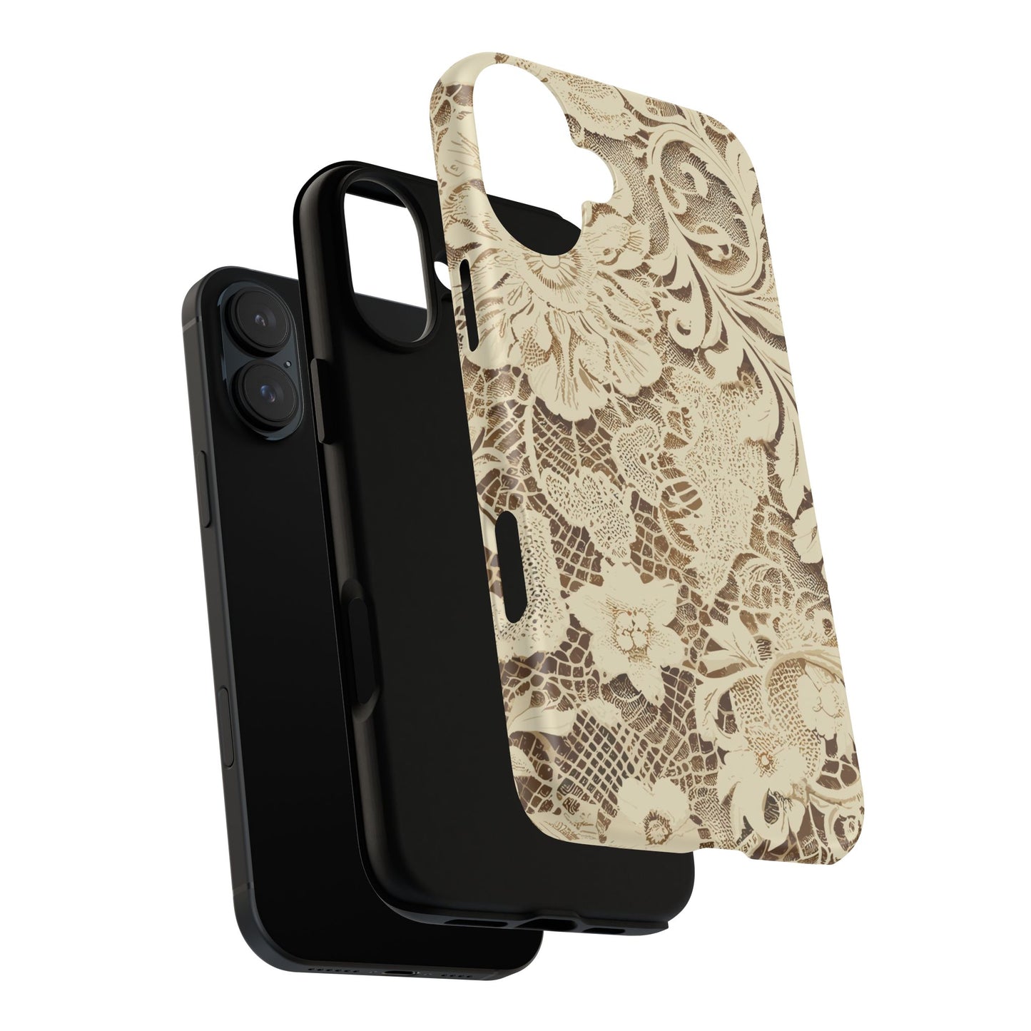 Vampire Art Vintage and Edgy iPhone 16 Tough Case - Cream Victorian Lace