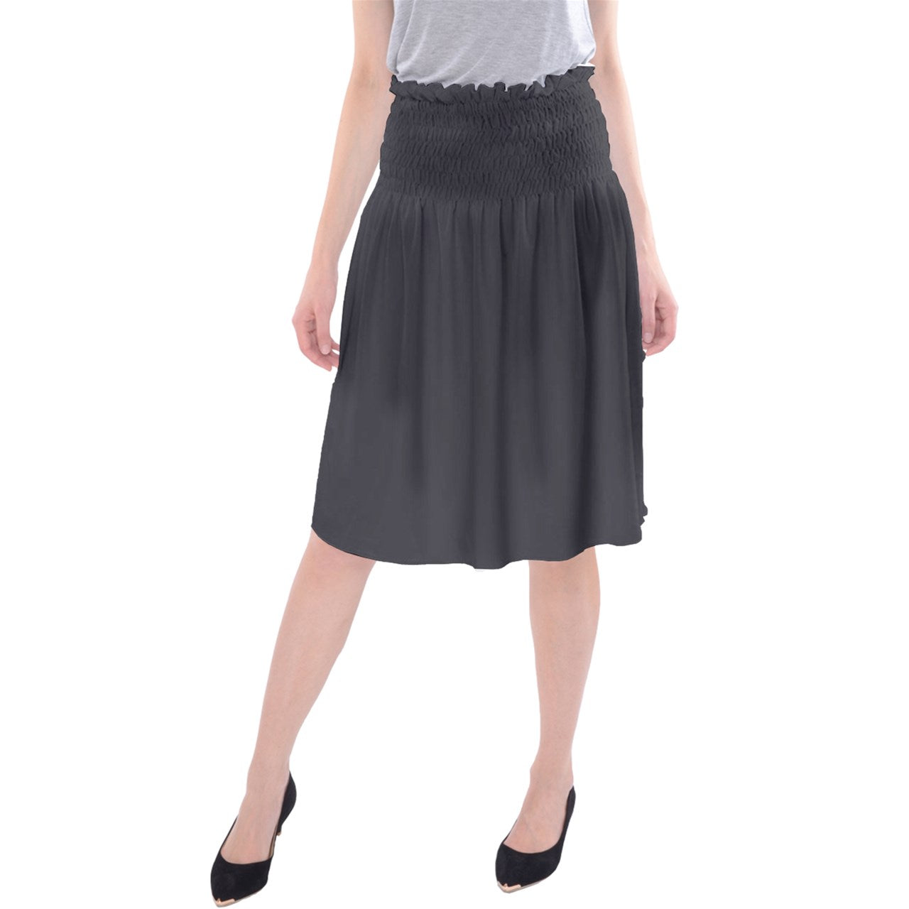 Vampire Art Cotton Grunge Charcoal Grey Midi Beach Skirt