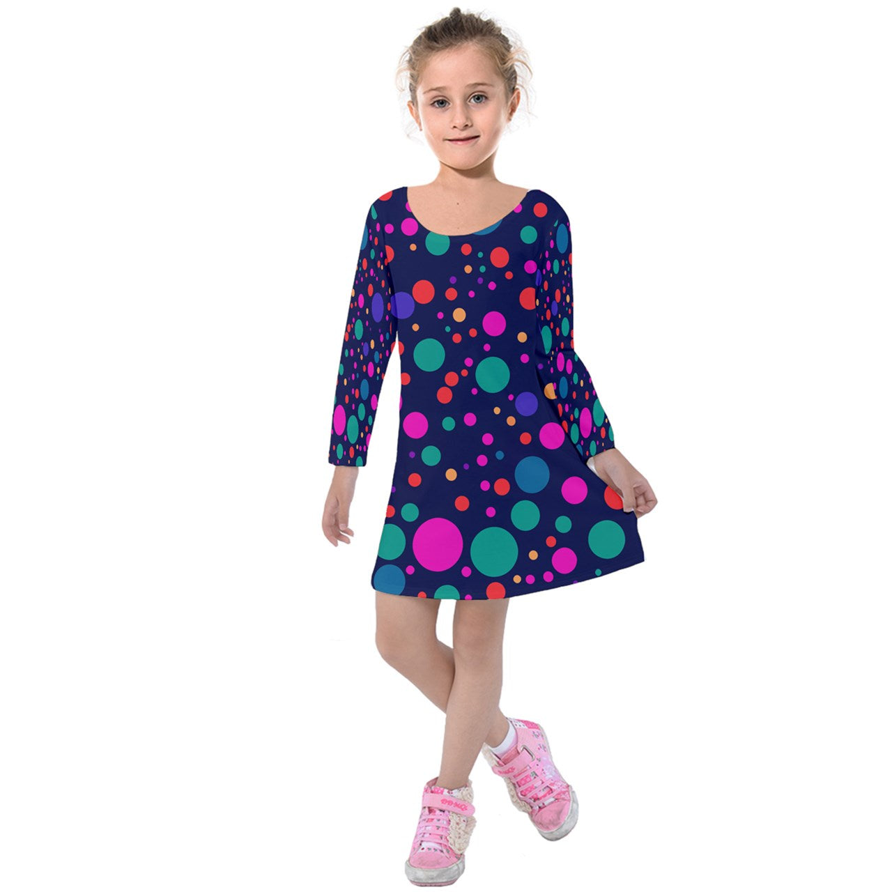 Vampire Art Christmas Bubbles Kids' Long Sleeve Velvet Dress