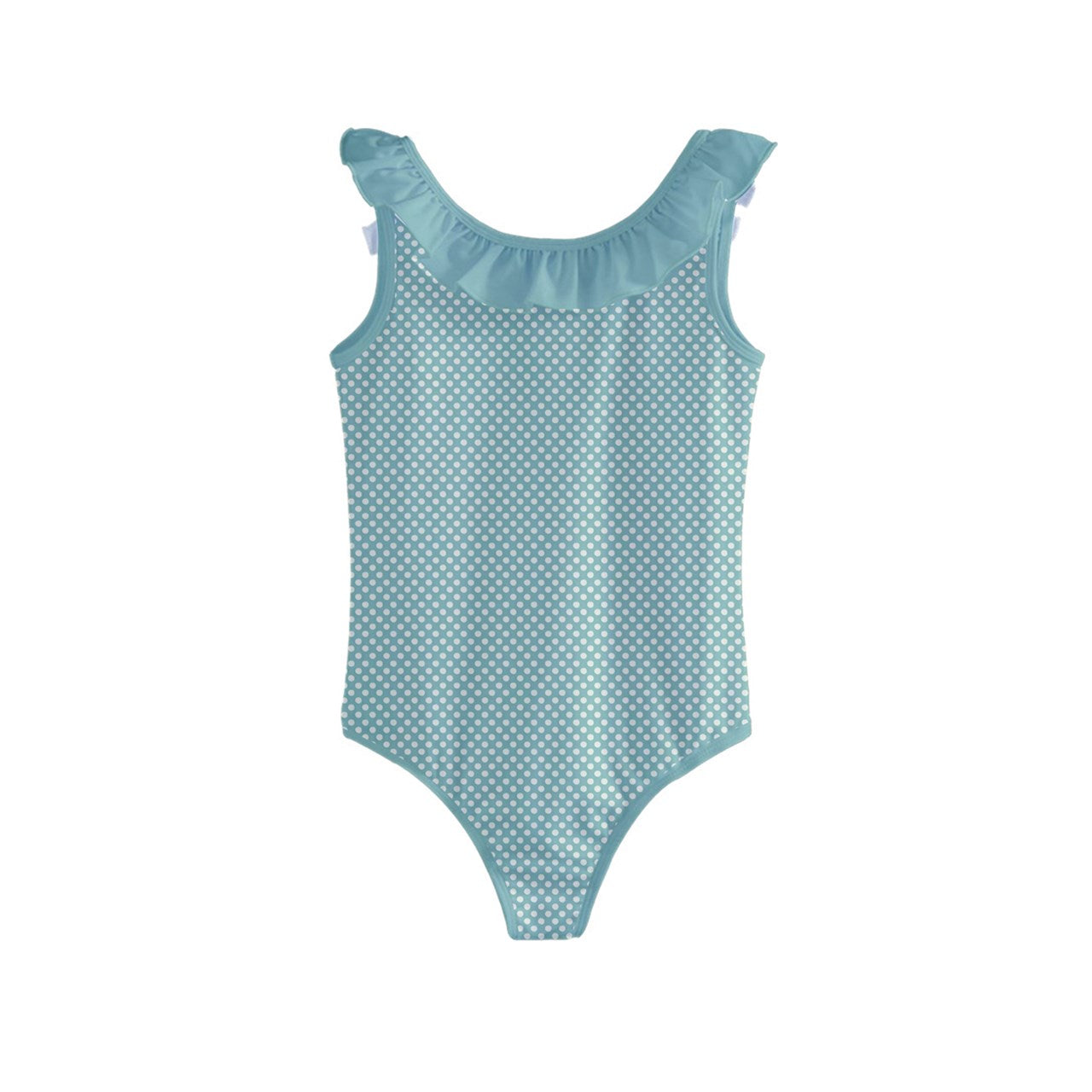 Vampire Art Retro Mint Polka Dot Kids' Frill Swimsuit