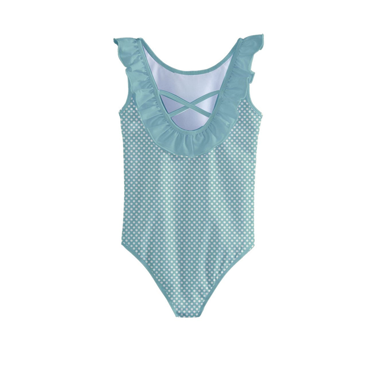 Vampire Art Retro Mint Polka Dot Kids' Frill Swimsuit