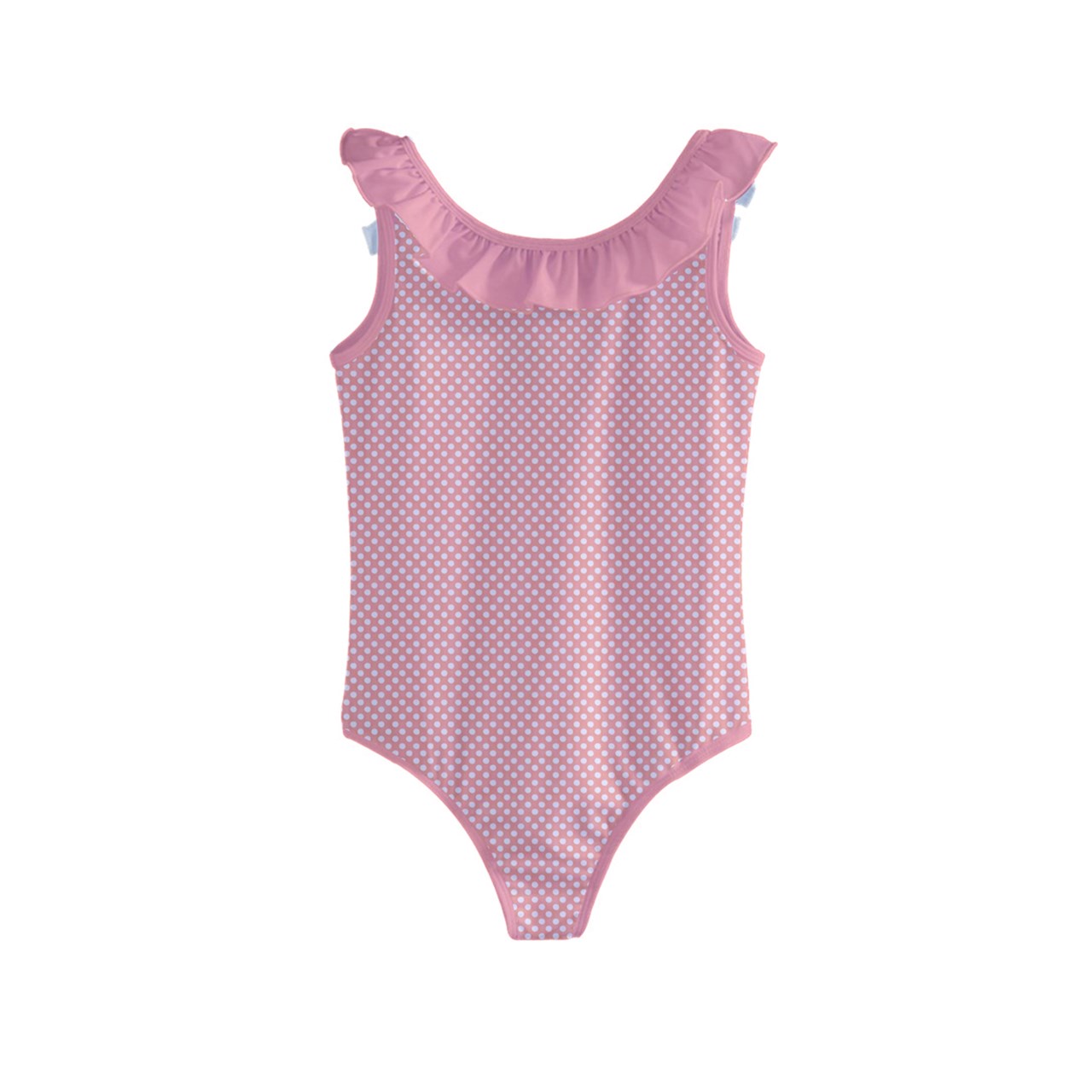 Vampire Art Retro Coral Pink Polka Dot Kids' Frill Swimsuit