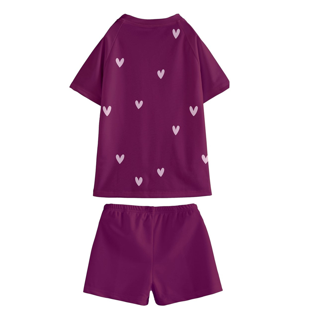 Vampire Art Burgundy Hearts Kids' Swim T-Shirt and Shorts Set