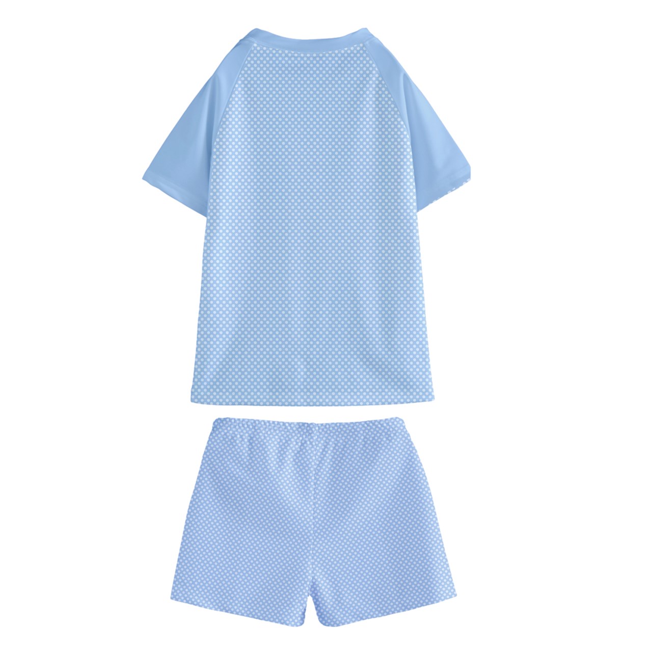 Vampire Art Kids' Swim T-Shirt and Shorts Set - Pale Blue Retro Polka Dot