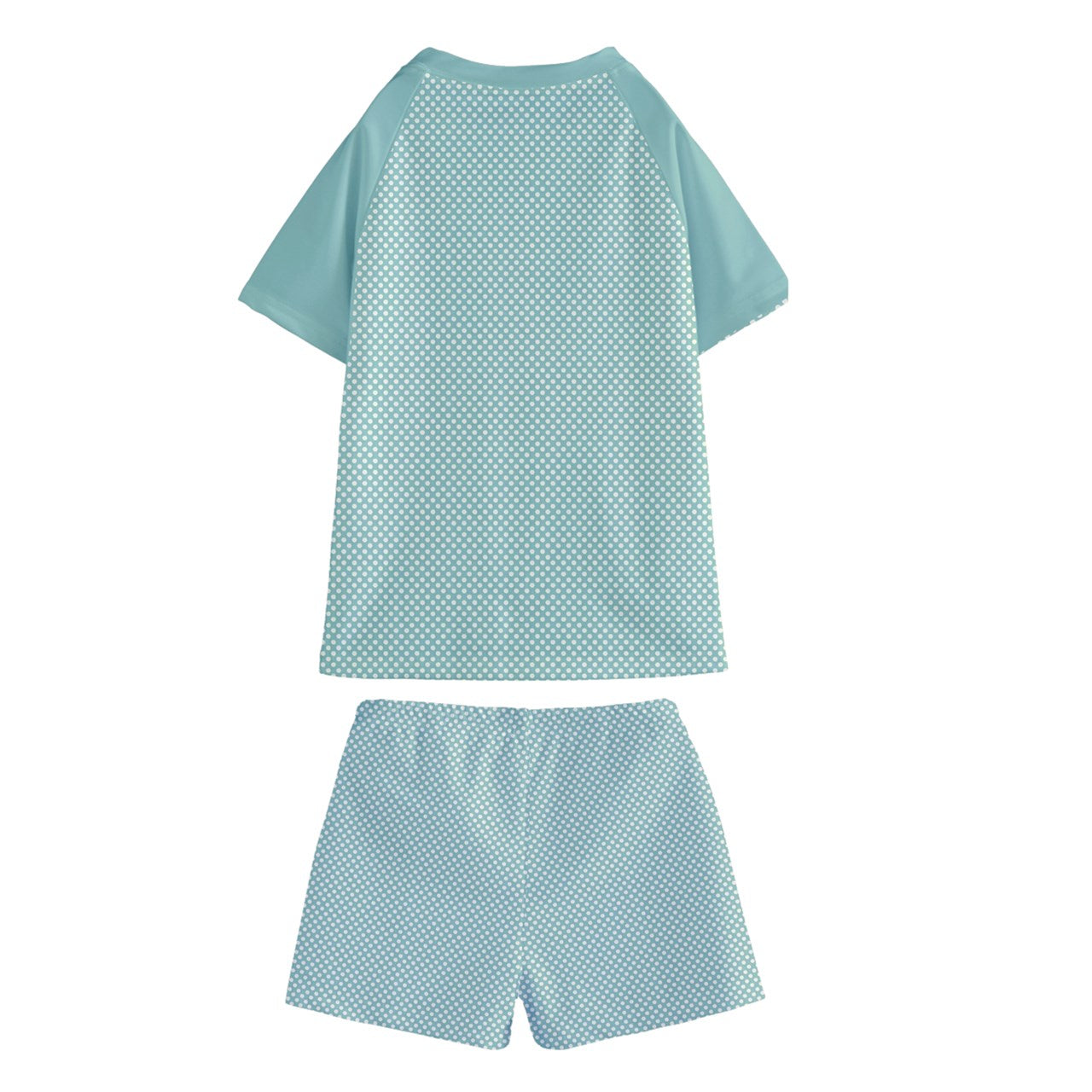 Vampire Art Kids' Swim T-Shirt and Shorts Set - Mint Retro Polka Dot