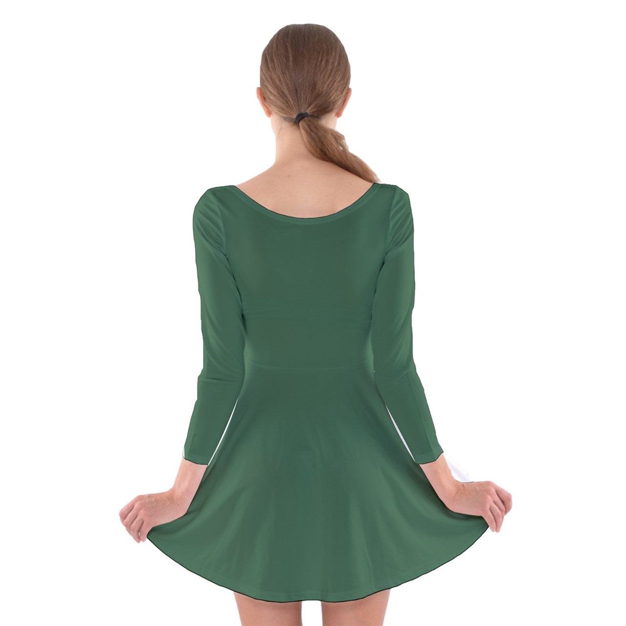 Vampire Art Retro Chic Long Sleeve Velvet Skater Dress - Fairycore Green