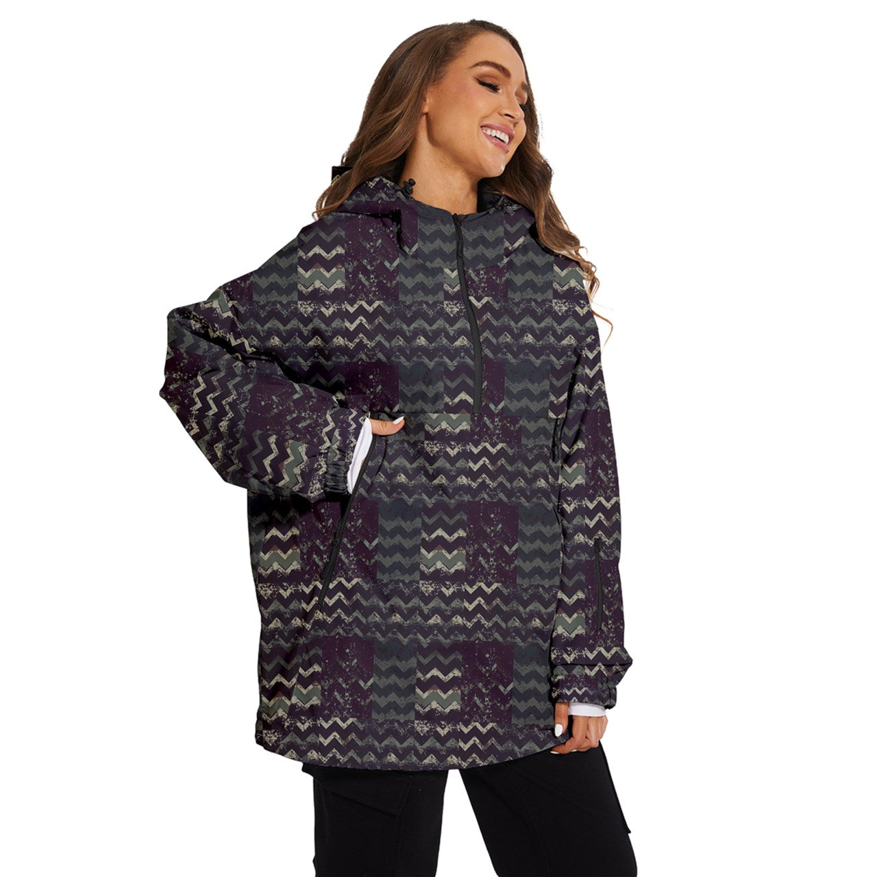 Vampire Art Grunge Women's Ski and Snowboard Waterproof Breathable Jacket - Harringbone Patchwork