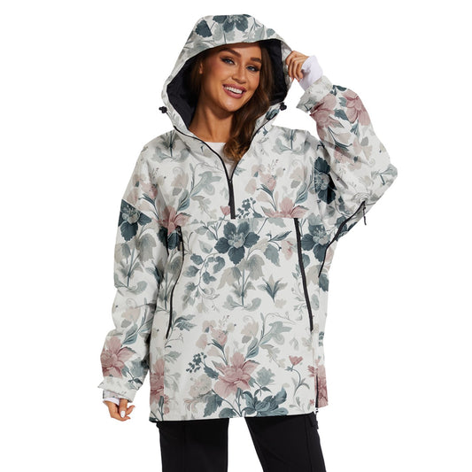 Vampire Art Grunge Women's Ski and Snowboard Waterproof Breathable Jacket - Delicate Vintage Floral White