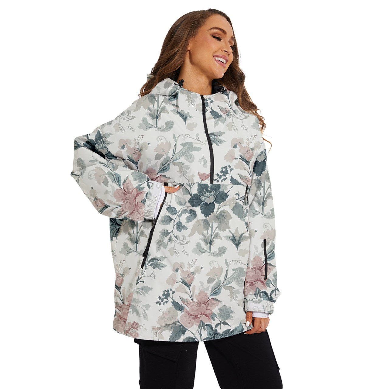 Vampire Art Grunge Women's Ski and Snowboard Waterproof Breathable Jacket - Delicate Vintage Floral White