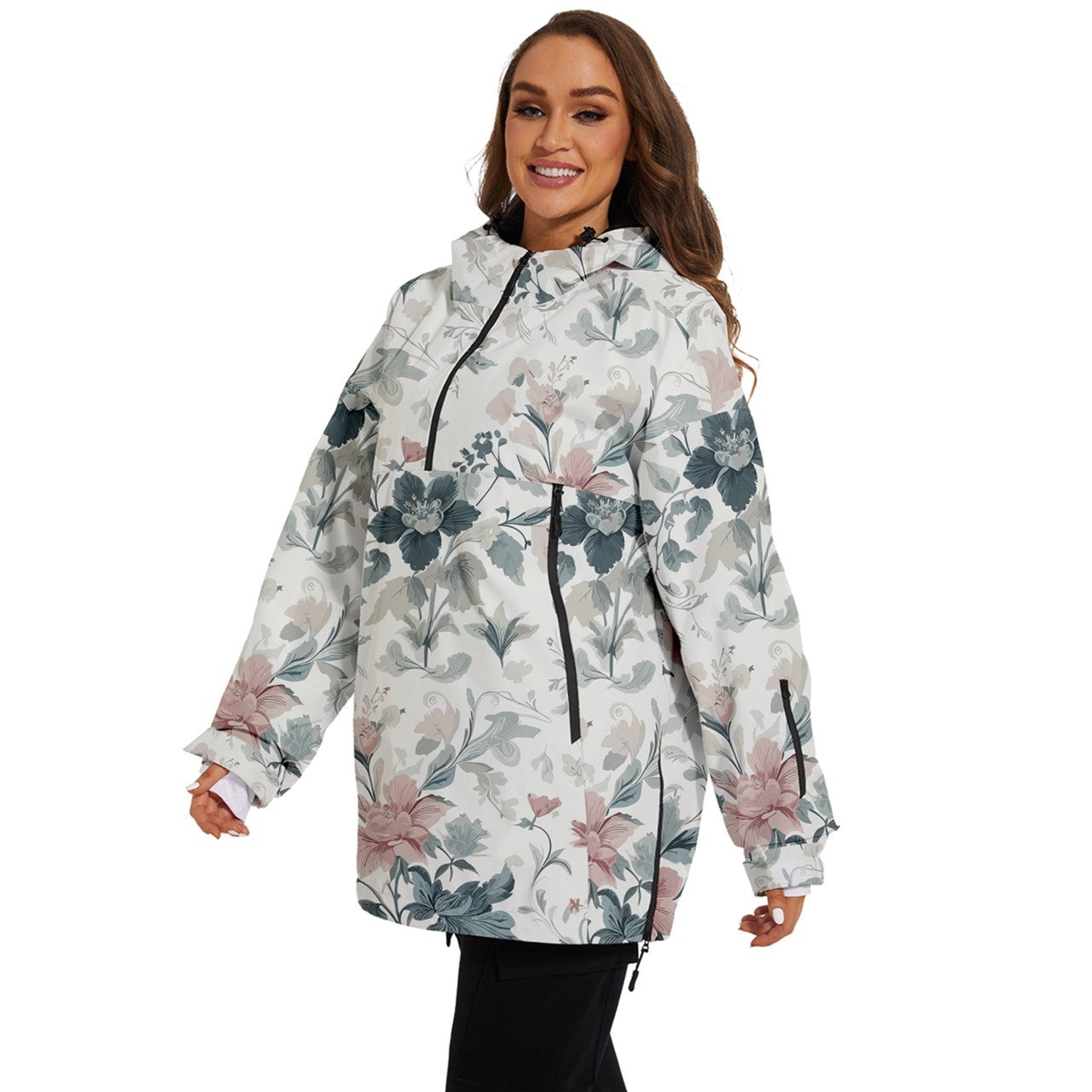 Vampire Art Grunge Women's Ski and Snowboard Waterproof Breathable Jacket - Delicate Vintage Floral White