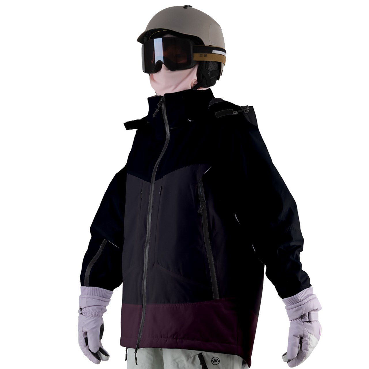 Vampire Art Grunge Colourblock Women's Zip Ski and Snowboard Waterproof Breathable Jacket - Black and Purple