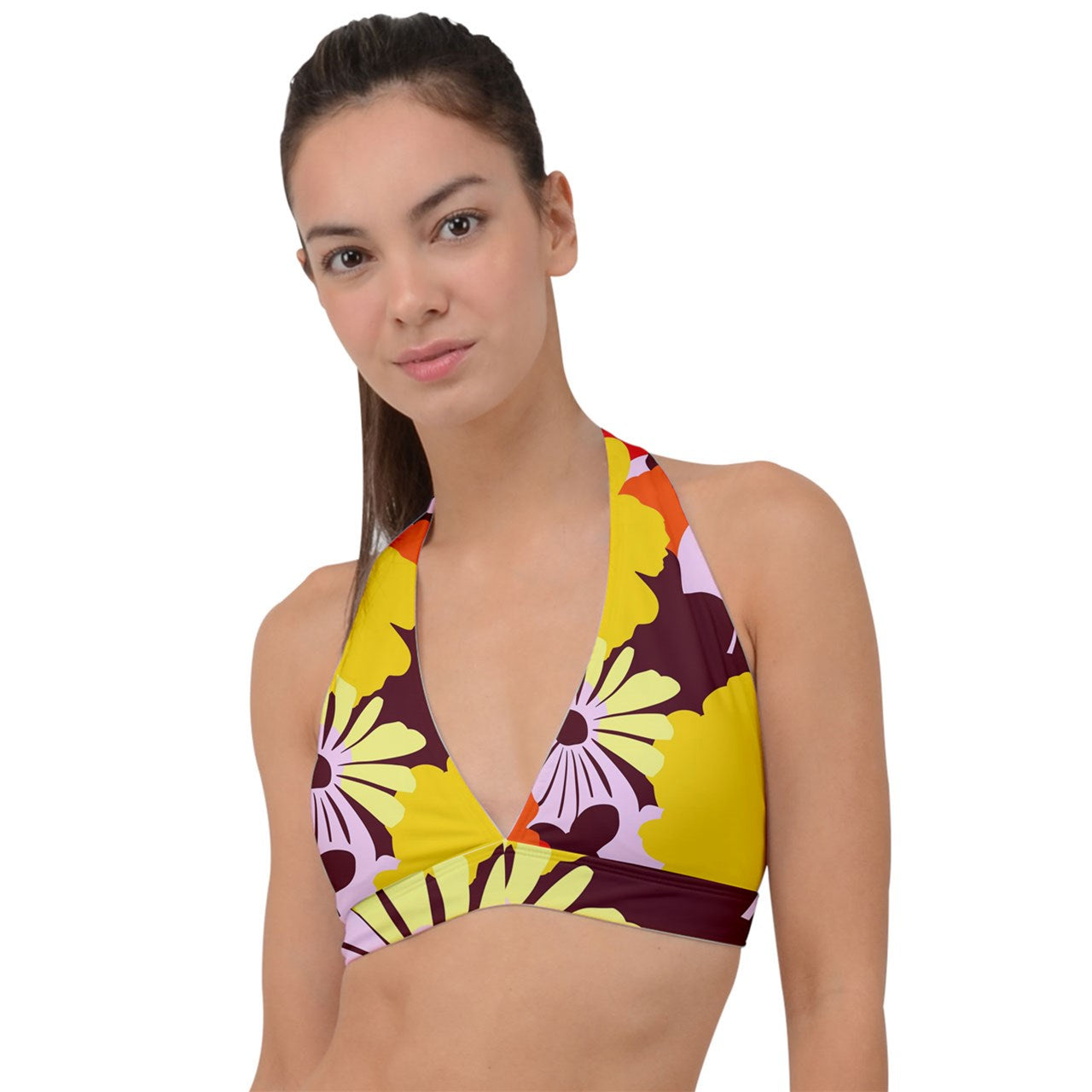 Vampire Art Retro Chic Bold Prints Mix and Match - Halter Plunge Bikini Top