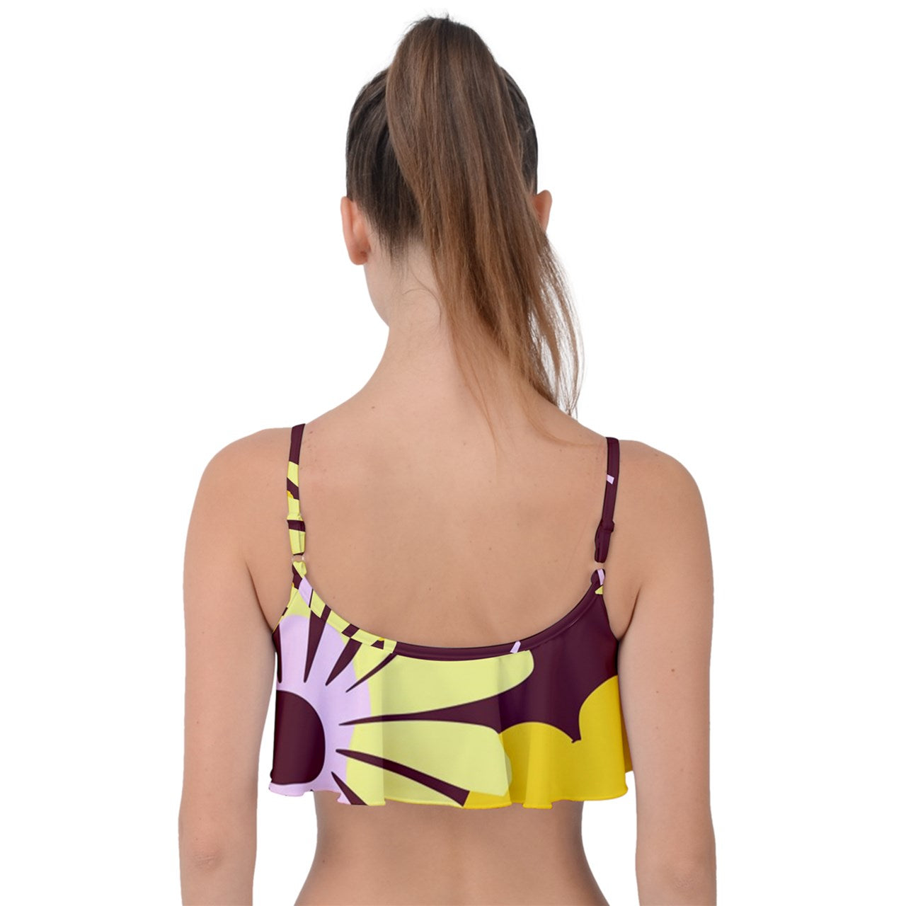 Vampire Art Retro Chic Bold Prints Mix and Match - Frill Bikini Top