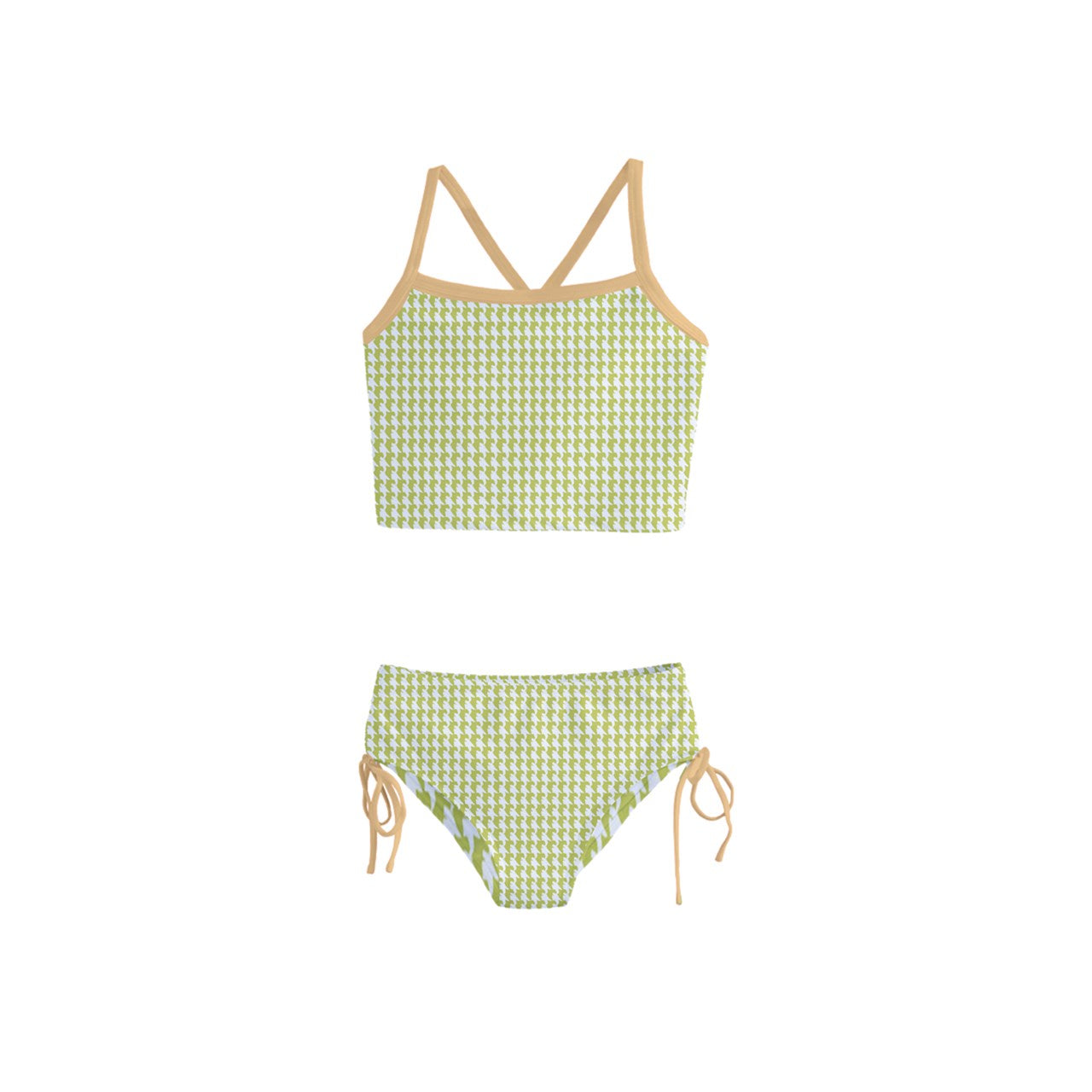 Vampire Art Retro Green Houndstooth Pink Girls' Tankini Swimsuit