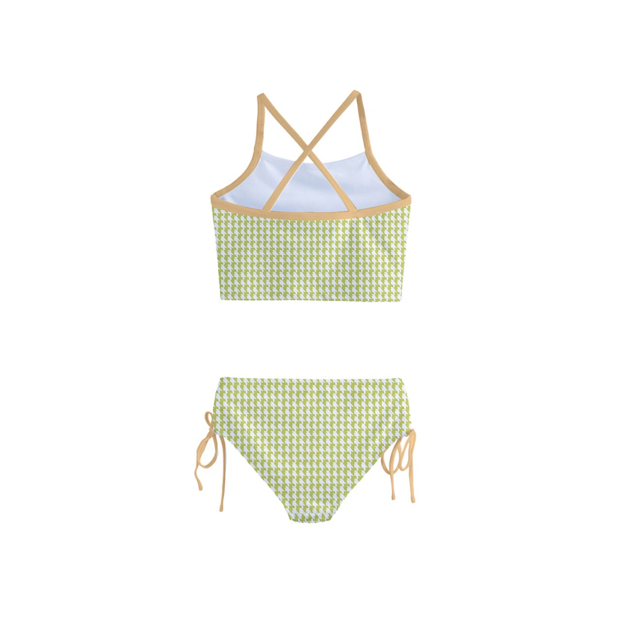 Vampire Art Retro Green Houndstooth Pink Girls' Tankini Swimsuit