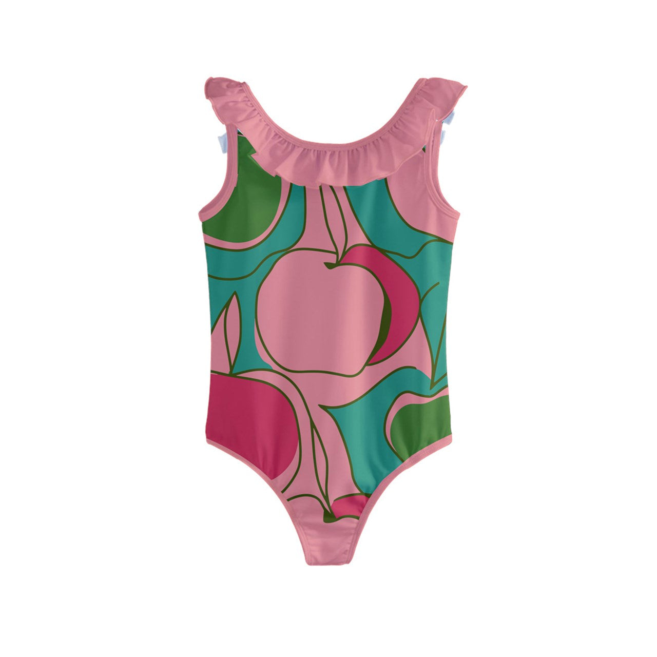 Vampire Art Retro Sixties Apples Kids' Frill Swimsuit