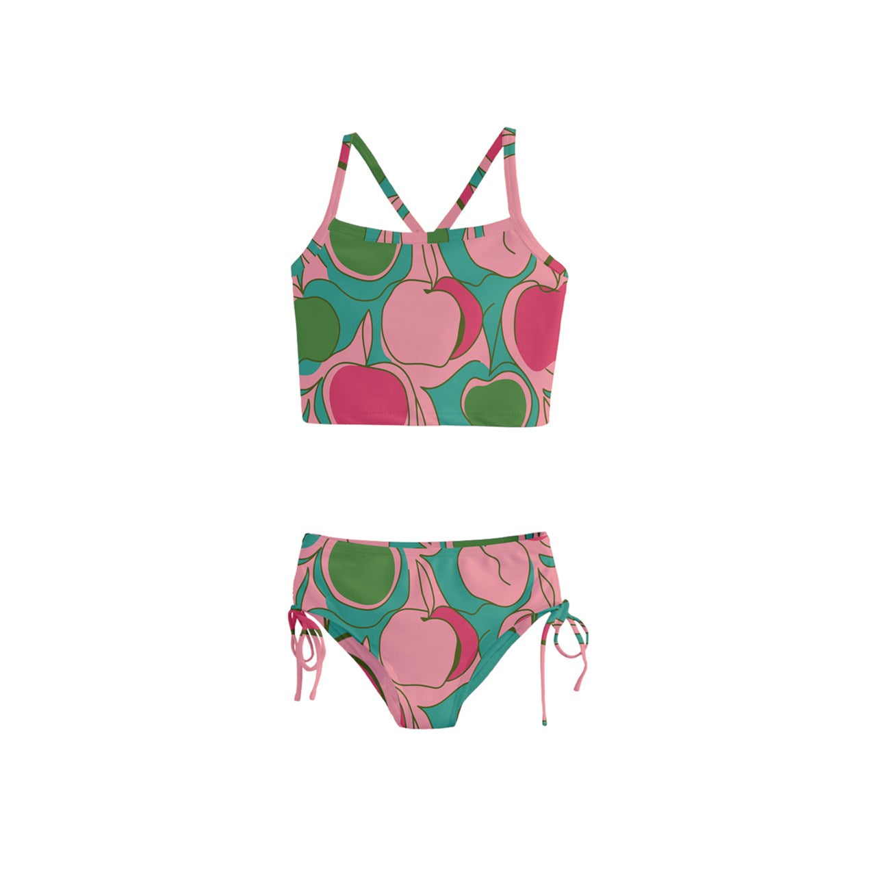 Vampire Art Retro Sixties Apples Pink Girls' Tankini Swimsuit