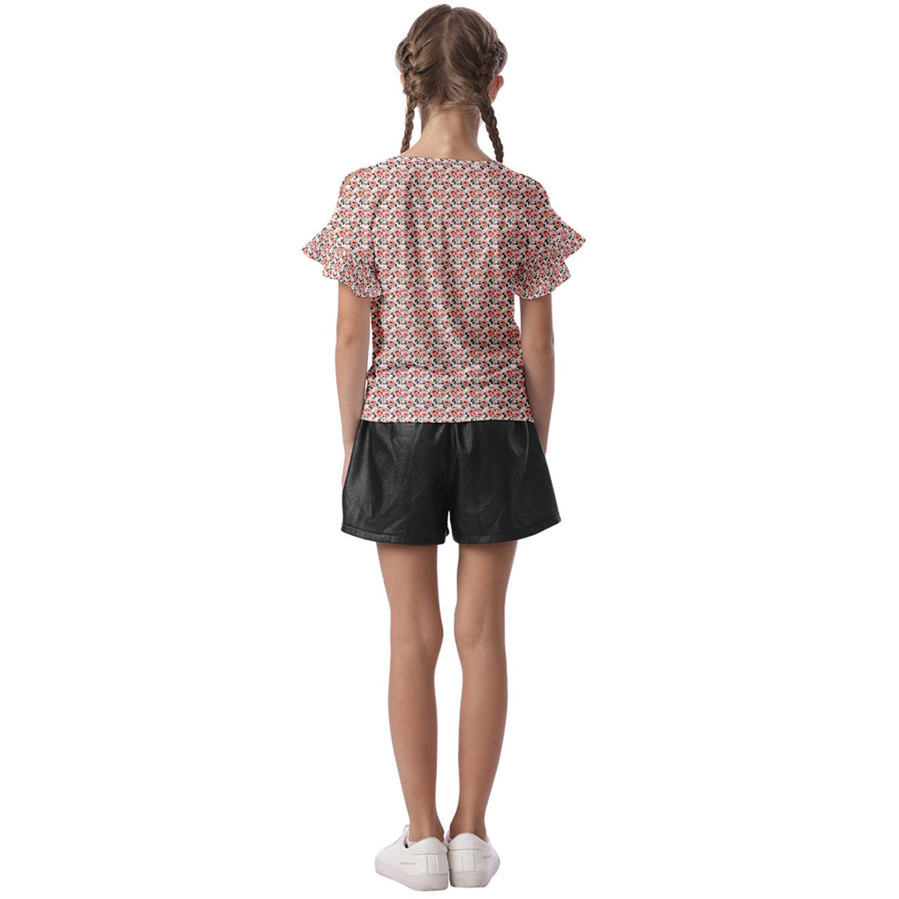 Vampire Art Girls' Classic Roses Kids' Cut Out Flutter Sleeves T-Shirt