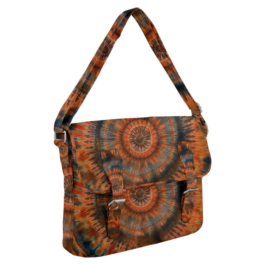 Vampire Art Tie Dye Buckle Canvas Messenger Bag in Earthy Colours