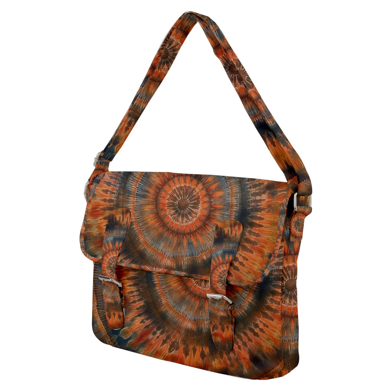 Vampire Art Tie Dye Buckle Canvas Messenger Bag in Earthy Colours